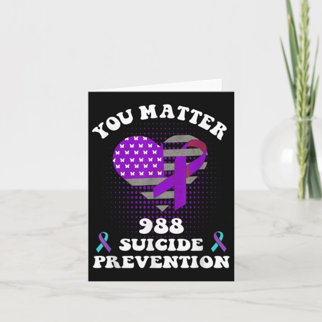 US Flagga You 988 Suicide Prevention Awareness Rib Kort (Framsida)