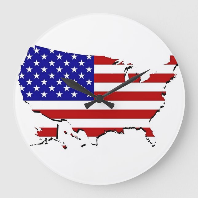 Us-flaggakarta Stor Klocka (Framsida)
