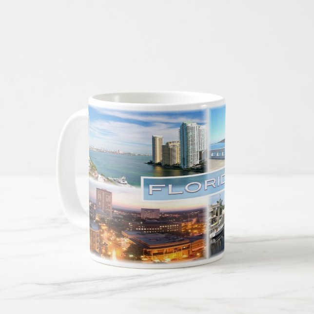 US Florida - Miami River i Brickell Nyckel Kaffemugg (Framsida vänster)