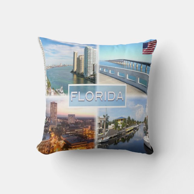 US Florida - Miami River i Brickell Nyckel Kudde (Framsida)