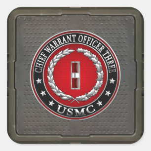 Us-flottor: Högsta berättigande tre (USMC CWO-3) Fyrkantigt Klistermärke