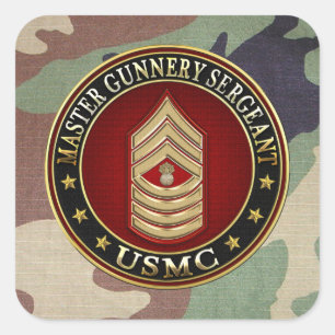 Us-flottor: Ledar- artilleriSergeant (USMC MGySgt) Fyrkantigt Klistermärke