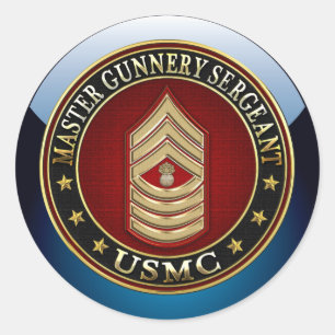Us-flottor: Ledar- artilleriSergeant (USMC MGySgt) Runt Klistermärke