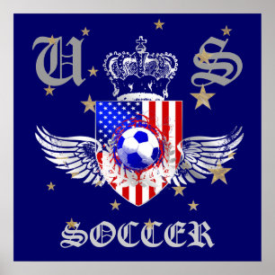 Us-fotbollvapensköld 2012 2014 USA sportar Poster