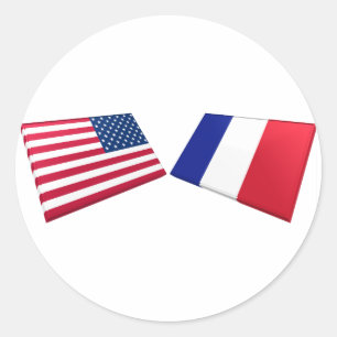 Us- & frankrikeflaggor runt klistermärke