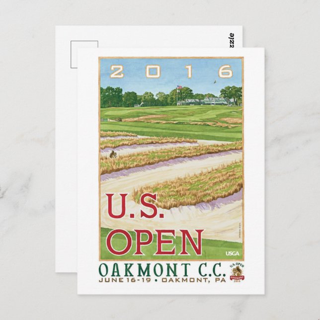 US Golf open 2016 oakmont pa, gåvor Vykort (Fram/baksida)