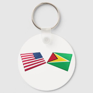 Us- & Guyana flaggor Nyckelring