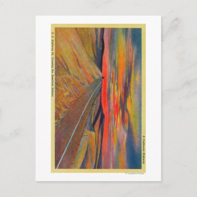 US Highway 80 Crossing the American SaharaState Vykort (Framsida)