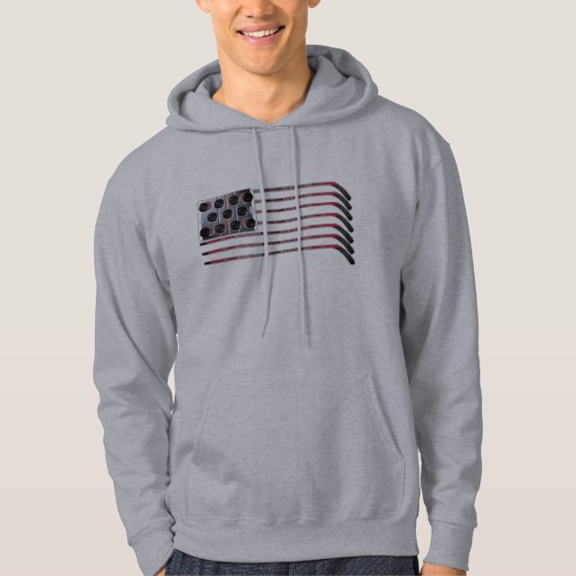 Us-hockeyflagga Hoddie Sweatshirt Med Luva (Framsida)