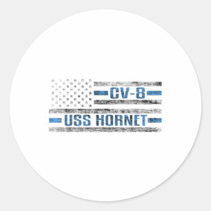 US Hornet Wwii Aircraft Carrier Cv-8 USA Army Runt Klistermärke