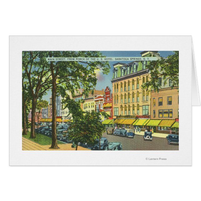 US Hotel Porch View of Main Street Hälsningskort (Framsidan Horizontal)