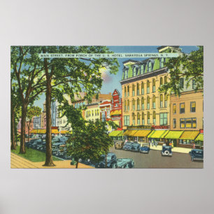 US Hotel Porch View of Main Street Poster