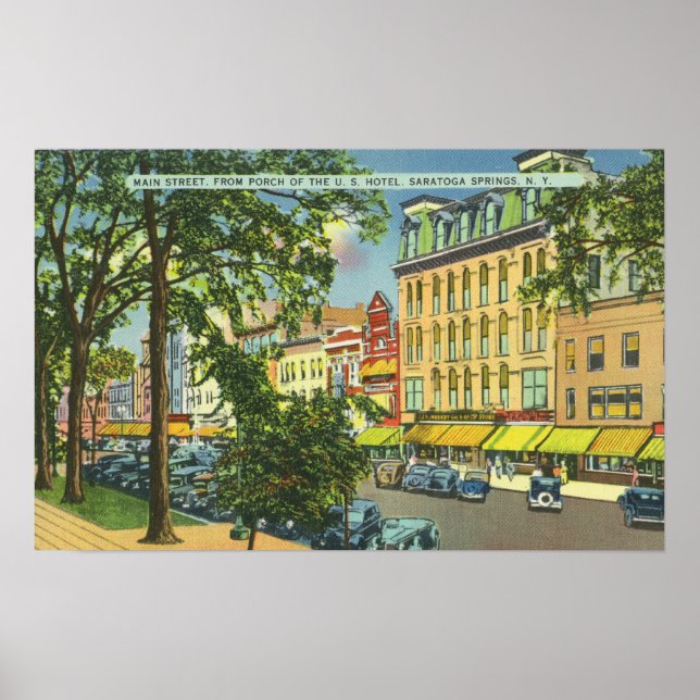 US Hotel Porch View of Main Street Poster (Framsidan)