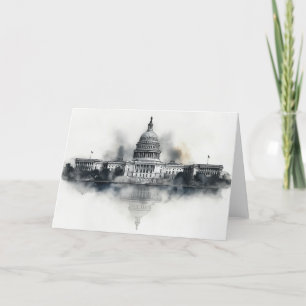 US Huvudstad Washington DC Card Black and White Helgkort