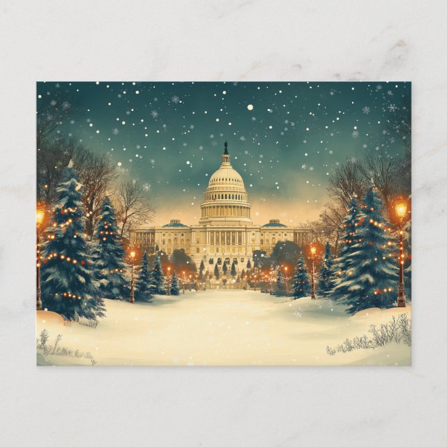 US Huvudstad Washington DC God jul Helg Vykort (Framsida)