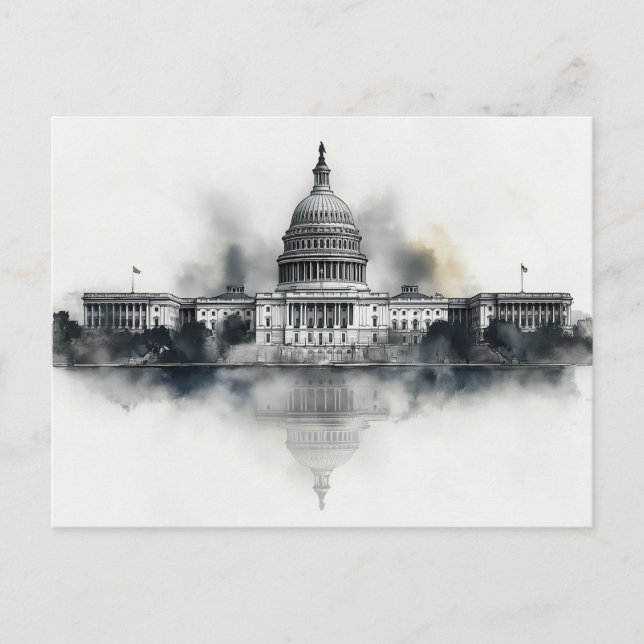 US Huvudstad Washington DC Postcard Black and Whit Helg Vykort (Framsida)
