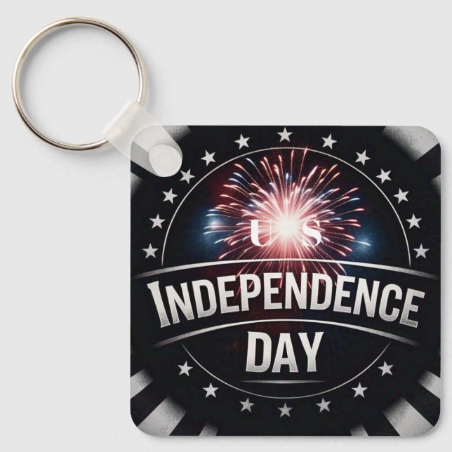 "US Independence day" Fireworks and Stars Anpassni Nyckelring (Framsida)