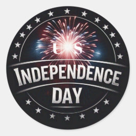 "US Independence day" Fireworks och Stars Runt Klistermärke