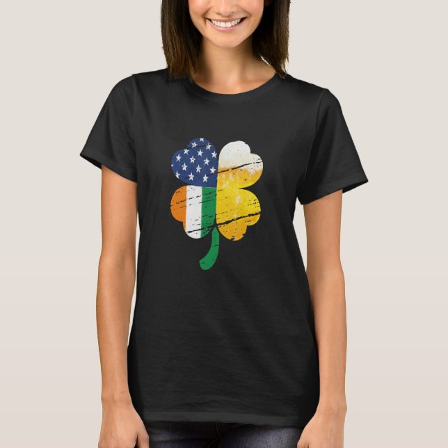 US Irish Flag Drinking Beer T Shirt (Framsida)