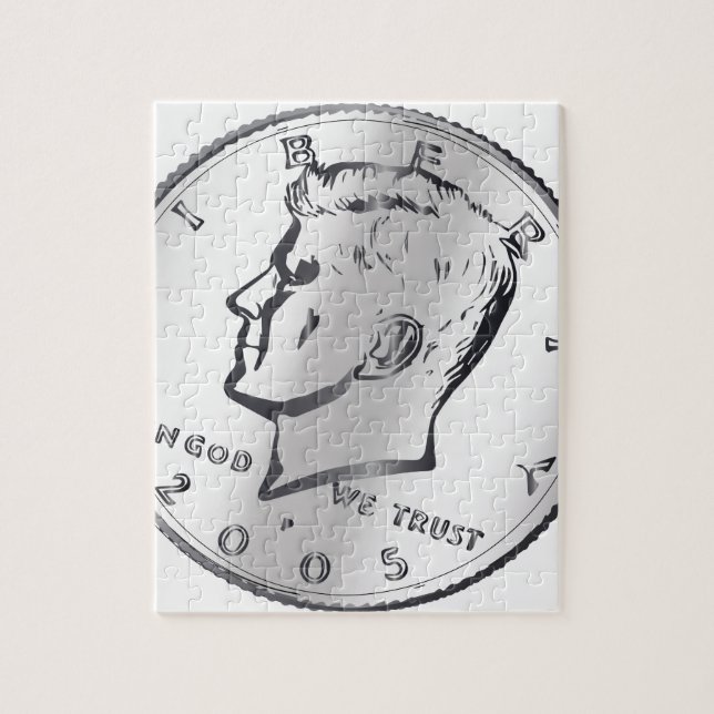 US JFK-halv dollar-mynt Pussel (Vertikal)
