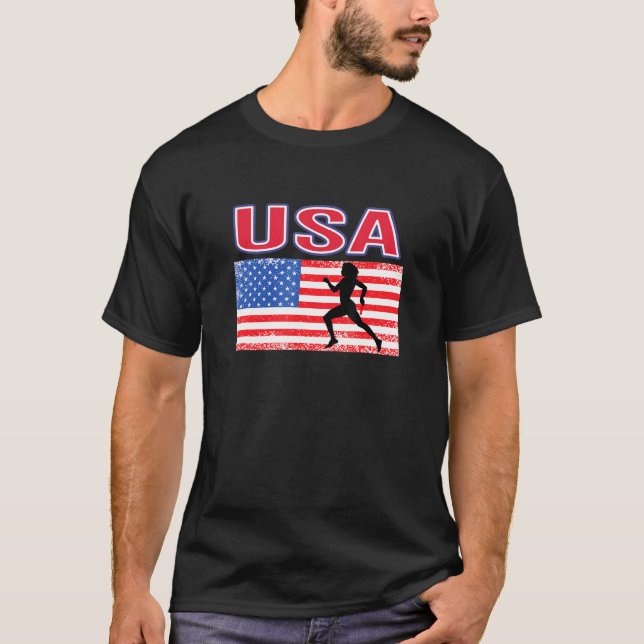 US Kärlek Track and Fält Summer Games American Fl T Shirt (Framsida)