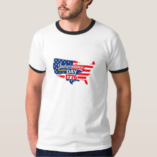 US Karta Amerikansk Flagga Självständighetsdagen 1 T Shirt