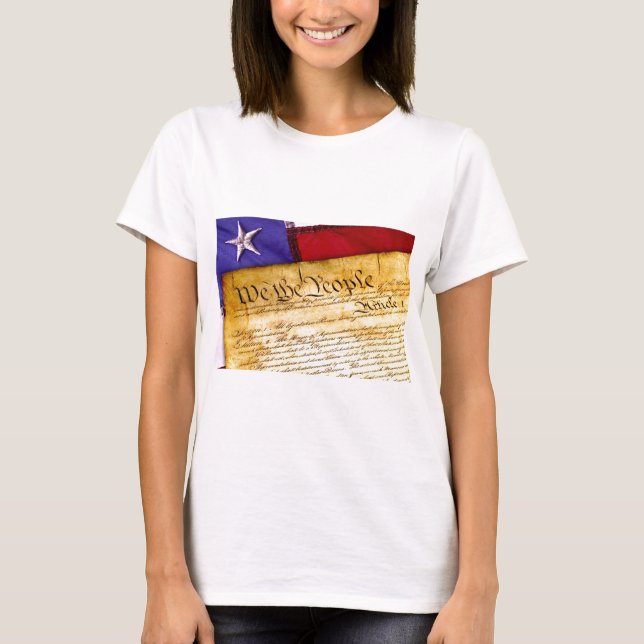 Us-konstitution och amerikanska flaggan tee (Framsida)