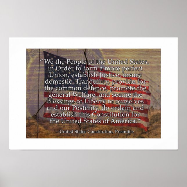 US-konstitutionens ingress över texturerad bakgrun Poster (Framsidan)