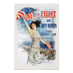 US Krig Bonds Fight Buy Third Liberty Loan WWI Fototryck