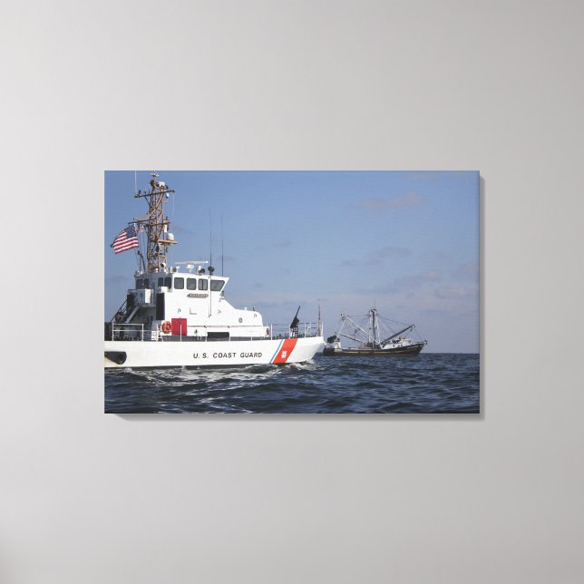 US Kusten Guard Cutter Marlin patrullerar vatten Canvastryck (Framsida)