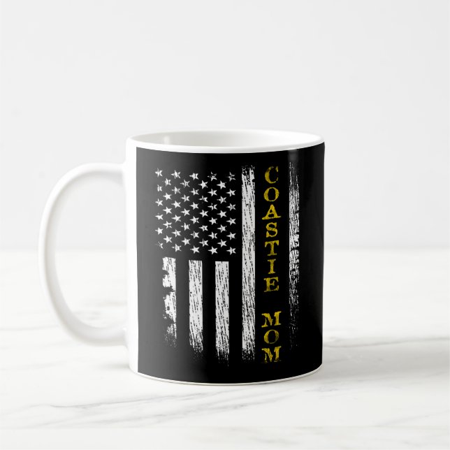 Us Kusten Guard Uscg Coastie Mamma Flagga Kaffemugg (Vänster)