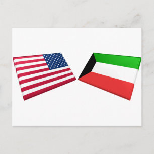 US & Kuwait Flaggor Vykort