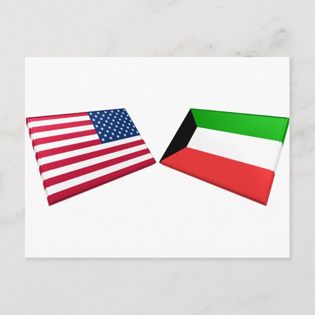 US & Kuwait Flaggor Vykort (Framsida)