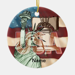 US Liberty Flag Julgransprydnad Keramik