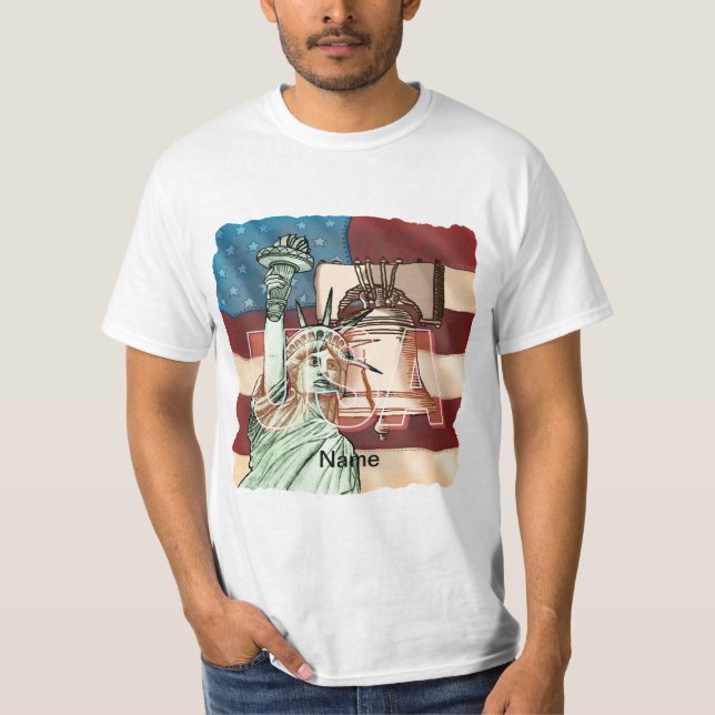 US Liberty Flagga T Shirt (Framsida)