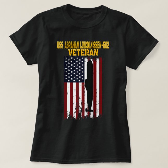 US Lincoln SSBN-602 Submarine Veterans Day Far T Shirt (Design framsida)