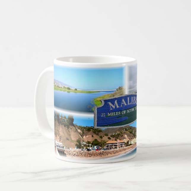 US Los Angeles - Malibu - Lagoon - Pier - strand Kaffemugg (Framsida vänster)