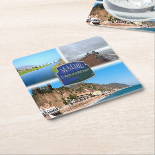 US Los Angeles - Malibu - Lagoon - Pier - strand Underlägg Papper Kvadrat