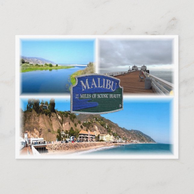 US Los Angeles - Malibu - Lagoon - Pier - strand Vykort (Framsida)