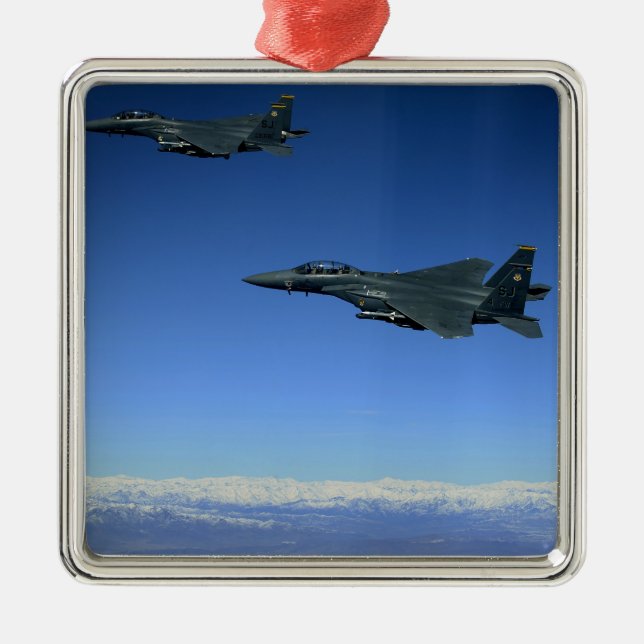 US Luft Force F-15E Strejka Eagles 2 Julgransprydnad Metall (Framsidan)