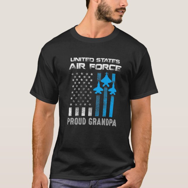 US Luft Force Proud Grandpa - Proud Luft Force Gra T Shirt (Framsida)
