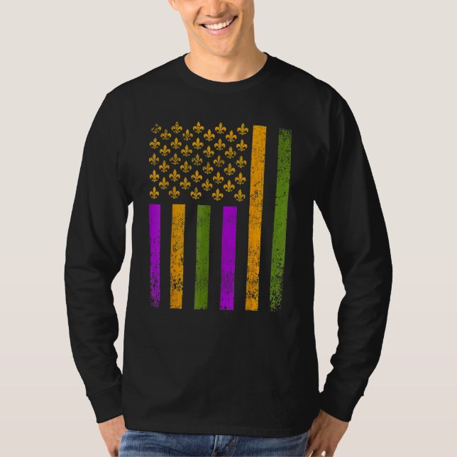 US Mardi Gras Flag Celebration For Men & Women T Shirt (Framsida)