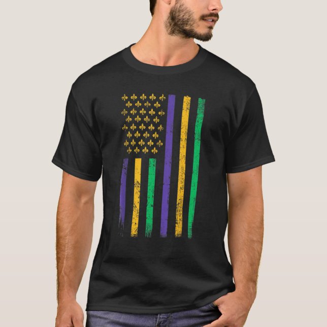 US Mardi Gras Flag - Celebration Outfit For Men &  T Shirt (Framsida)
