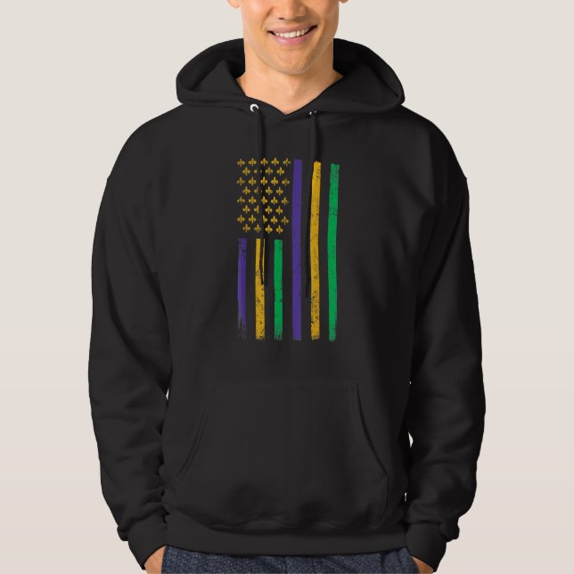 US Mardi Gras Flag Celebration Outfit For Men & Wo Hoodie (Framsida)