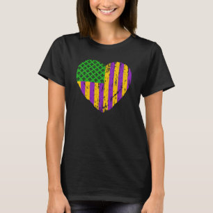 US Mardi Gras Flagga med Fleur de Lis Patriotic T Shirt