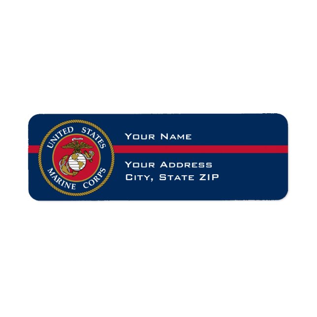 US Marine Corps - Blue Returadress Etikett (Framsidan)