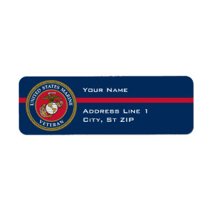US Marine Corps - Veteran Blue Returadress Etikett
