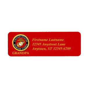 US Marine Officiell Seal - Grandpa Returadress Etikett