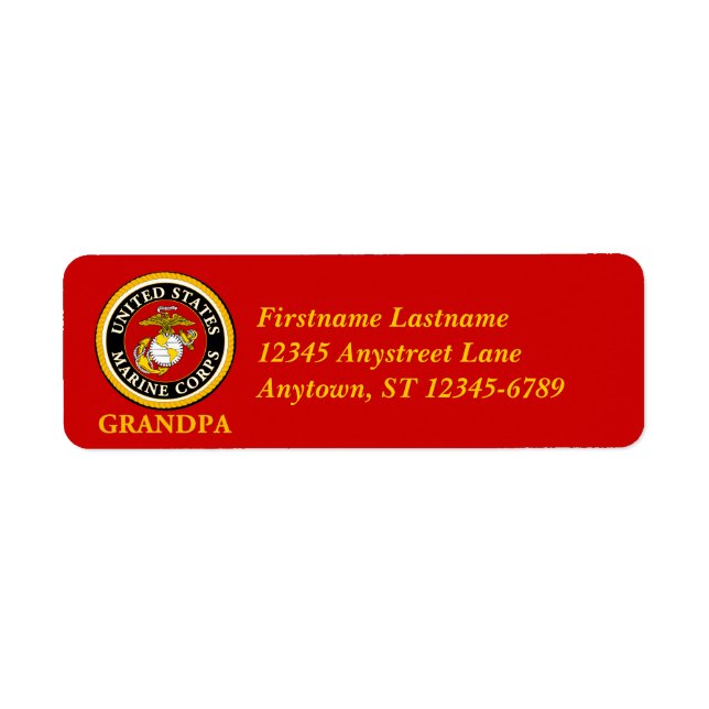 US Marine Officiell Seal - Grandpa Returadress Etikett (Framsidan)