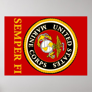 US Marine Officiell Seal - Semper Fi Poster